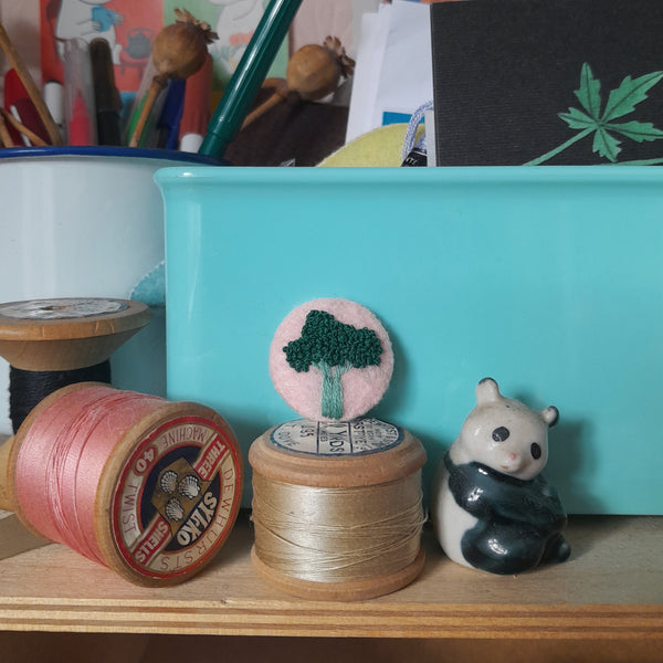 Pink broccoli badge