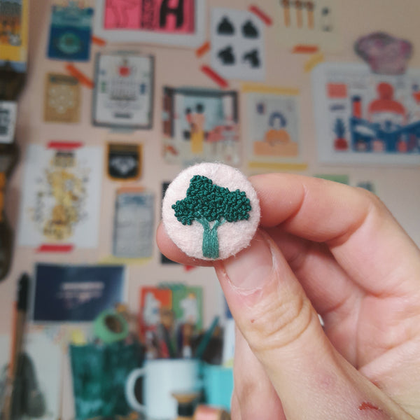 Pink broccoli badge