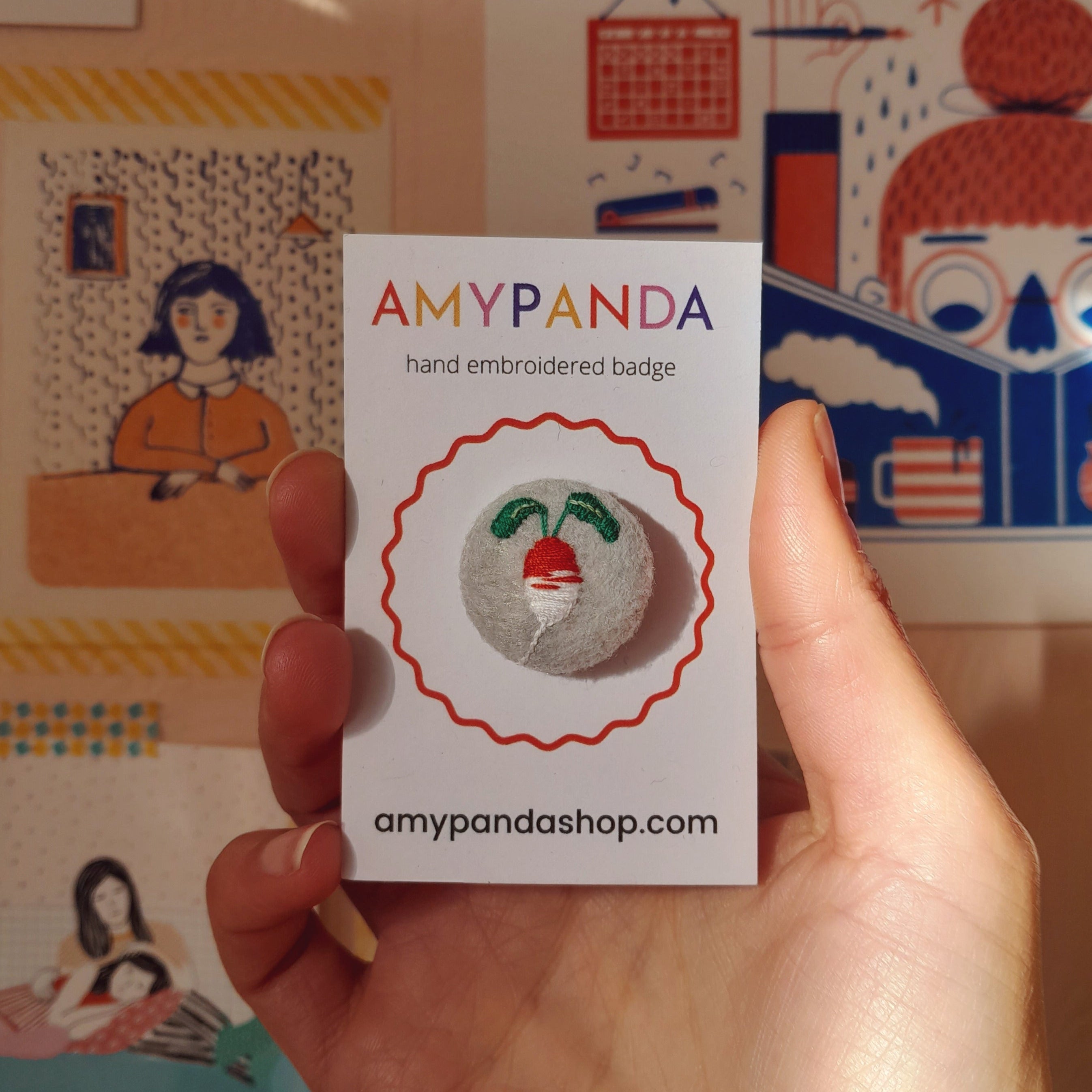 Grey radish badge - amypanda