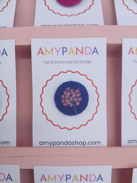 Pink hydrangea badge