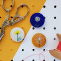 dandelion, dandelion clock and daisy embroidered badge set