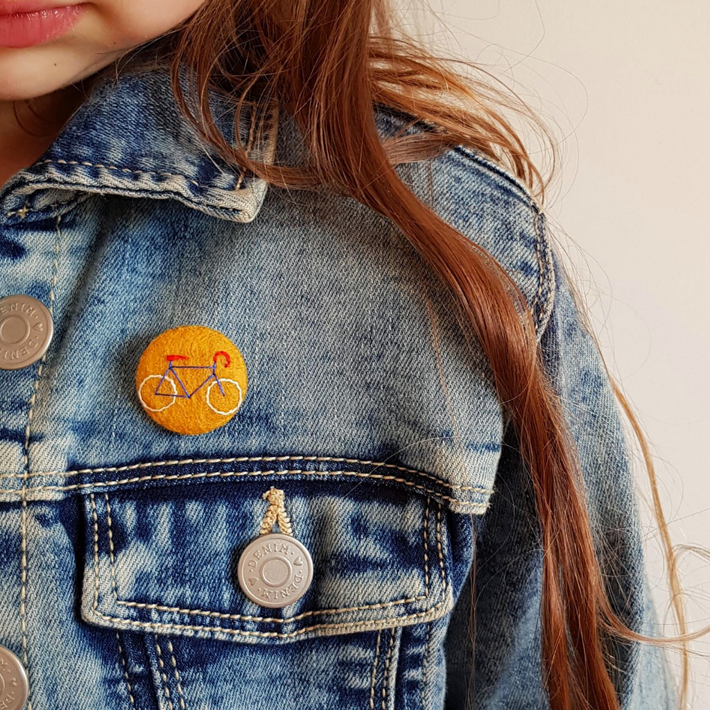 yellow bicycle badge - amypanda