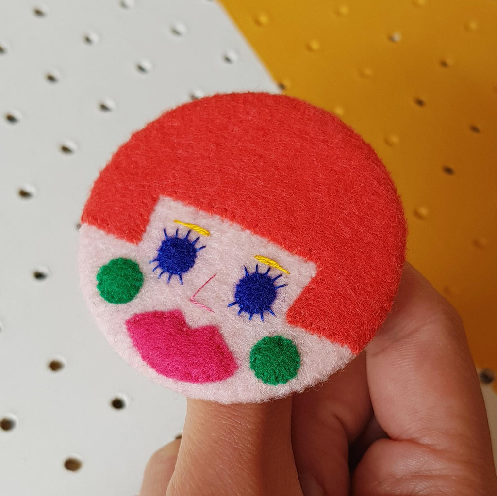 Coral pink hair badge - amypanda