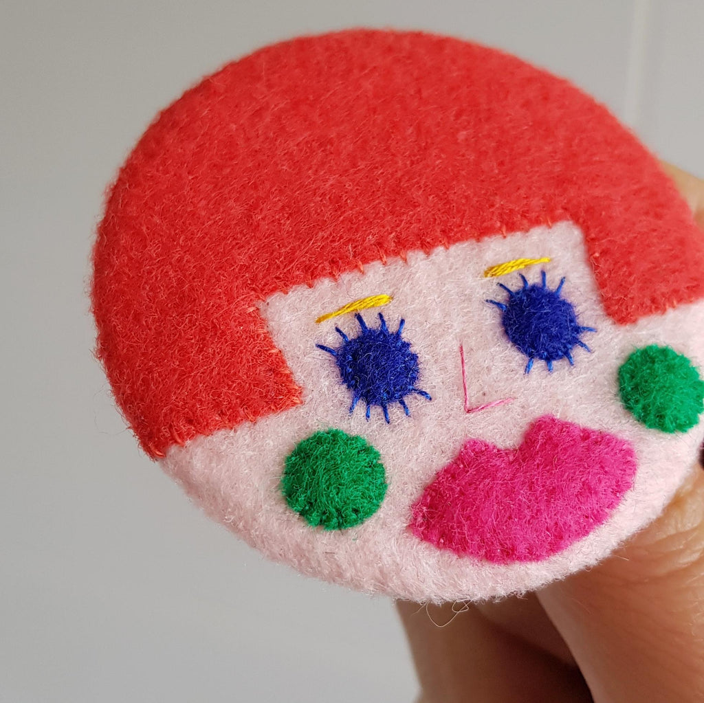 Coral pink hair badge - amypanda